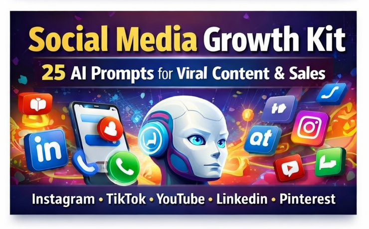 Social Media Growth Kit: 25 AI Prompts for Viral Content & Sales